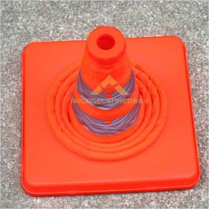 YER KAPLAMAZ AÇILDIĞINDA 24.5x50cm BOYUTUNA ULAŞAN IŞIKLI KATLANABİLİR TRAFİK VE İŞARET KONİSİ