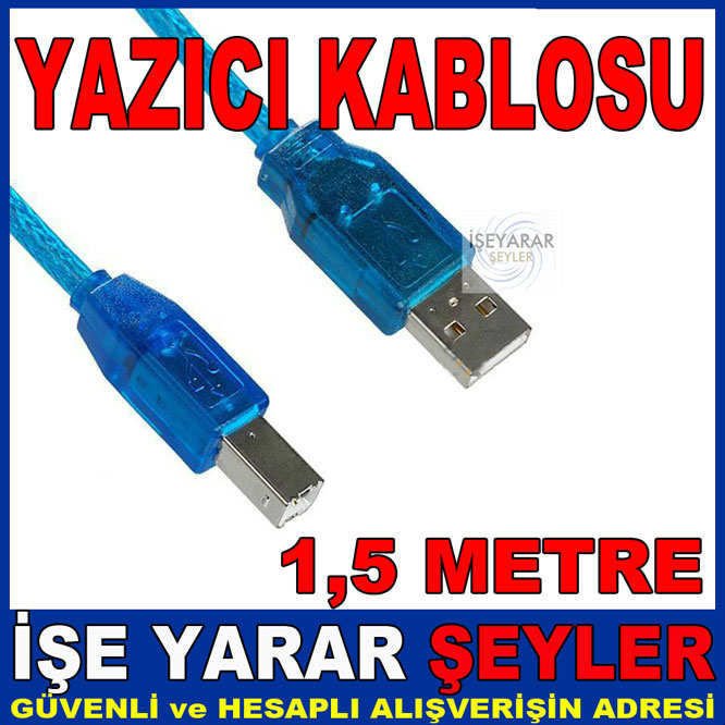 1,5 METRE USB 2.0 MAVİ YAZICI KABLOSU