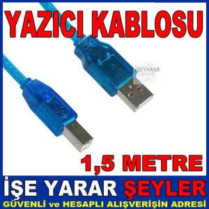 1,5 METRE USB 2.0 MAVİ YAZICI KABLOSU