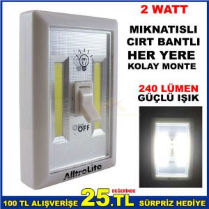 AÇ KAPA ANAHTARLI KABLOSUZ 2watt COB LED IŞILDAK