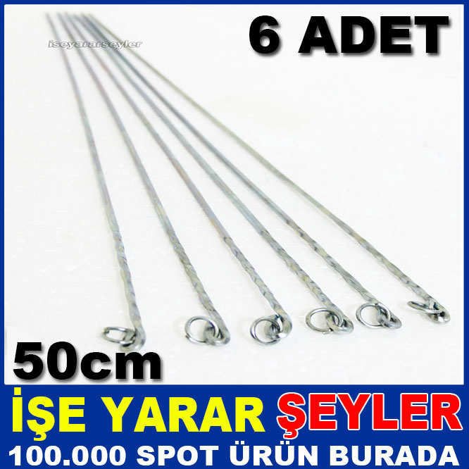 6 ADET PASLANMAZ GALVANİZ KAPLAMA MANGAL ŞİŞİ