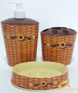 HASIR SEPET DESENLİ 3LÜ BANYO LAVABO SETİ