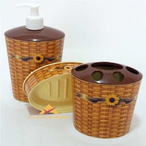 HASIR SEPET DESENLİ 3LÜ BANYO LAVABO SETİ