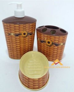 HASIR SEPET DESENLİ 3LÜ BANYO LAVABO SETİ