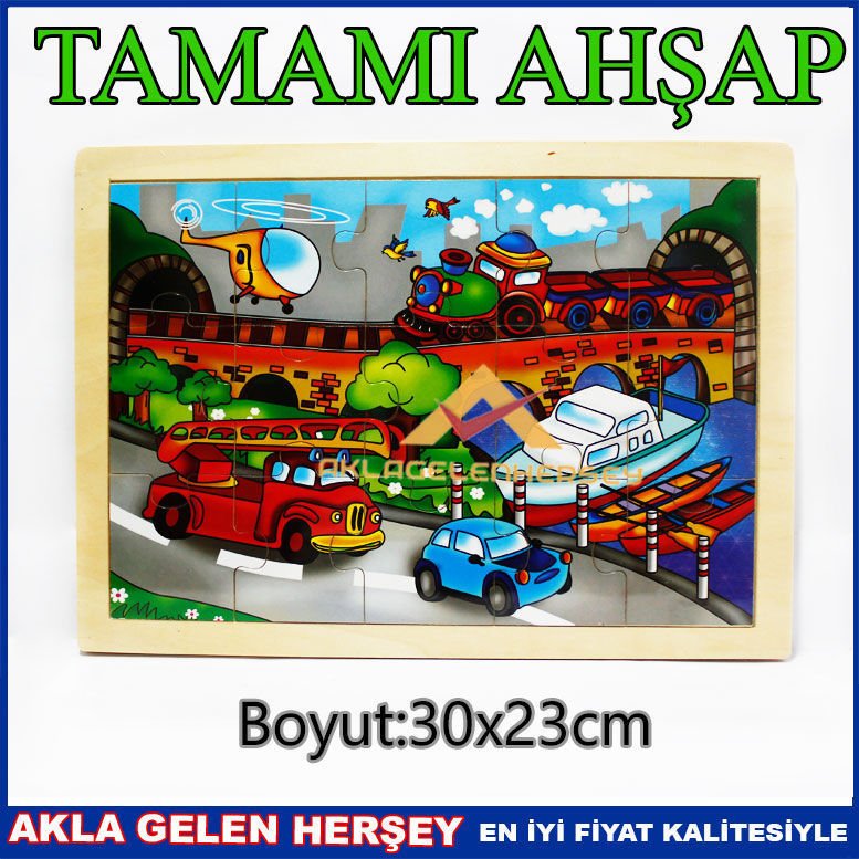 ÇOCUKLAR İÇİN EĞİTİCİ AHŞAP PUZZLE MOTORLU ARAÇLAR