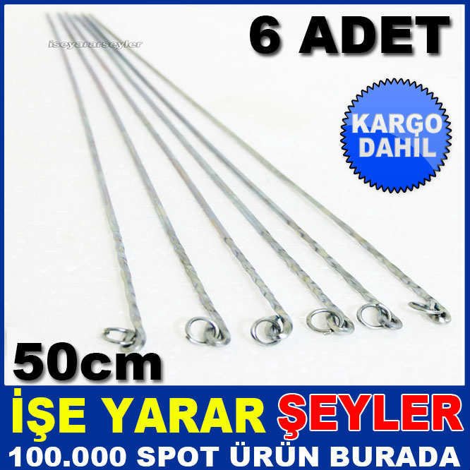 6 ADET PASLANMAZ GALVANİZ KAPLAMA MANGAL ŞİŞİ KD