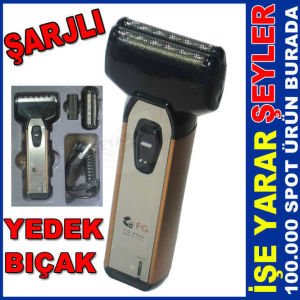 FG-9500 Şarj Edilebilir Sakal Traş Makinesi Yedek Bıçaklı 240 Watt Kesintisiz Tıraş Makinesi