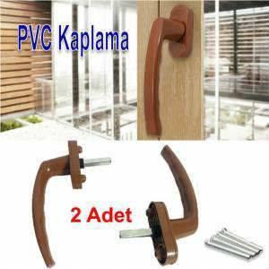 2 Adet PVC Kaplama Pimapen Pencere Kapı Kolu Seti Kahverengi