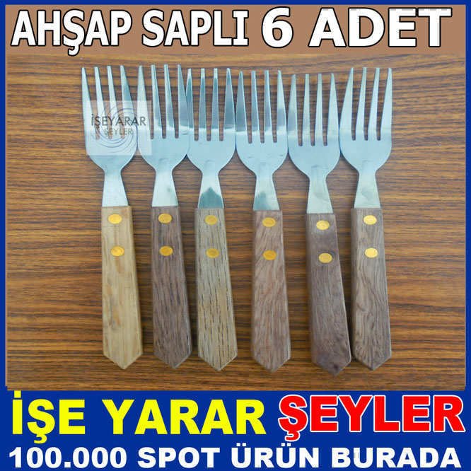 AHŞAP SAPLI 6 LI PORTATİF ÇELİK ÇATAL SETİ