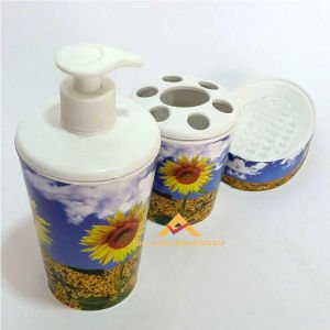 AY ÇİÇEĞİ DESENLİ 3 LU BANYO LAVABO SETİ