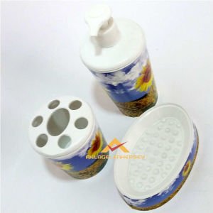 AY ÇİÇEĞİ DESENLİ 3 LU BANYO LAVABO SETİ