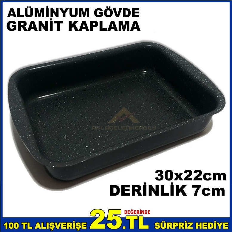ÇİZİLMEZ İÇ ve DIŞ YÜZEYLİ GRANİT FIRIN TEPSİSİ