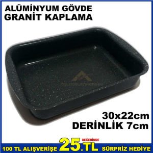 ÇİZİLMEZ İÇ ve DIŞ YÜZEYLİ GRANİT FIRIN TEPSİSİ