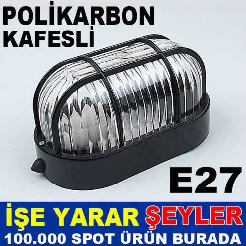Siyah Polikarbon Kırılmaz Kafesli Oval Armatür