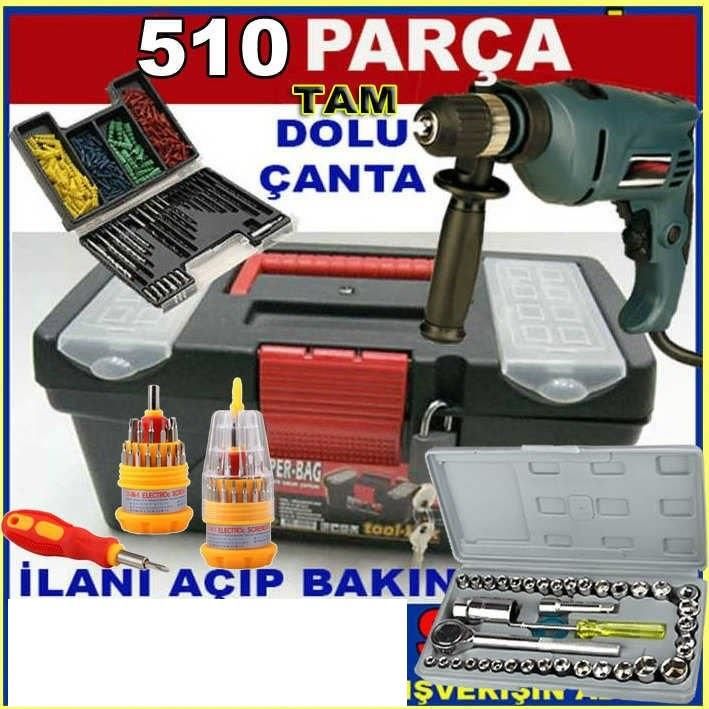Darbeli Matkap Dahil 510parça Tam Dolu Alet Edevat Takım Çantası