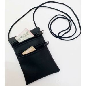 Boyun Askılı Çift Fermuar Çanta,15x10cm %100 Güvenli Para Cüzdanı