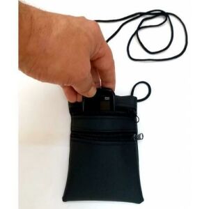 Boyun Askılı Çift Fermuar Çanta,15x10cm %100 Güvenli Para Cüzdanı