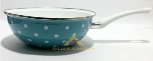 DIŞI DESENLİ İÇİ KAR BEYAZ 28cm EMAYE WOK TAVA