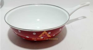 DIŞI DESENLİ İÇİ KAR BEYAZ 28cm EMAYE WOK TAVA