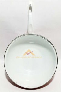 DIŞI DESENLİ İÇİ KAR BEYAZ 28cm EMAYE WOK TAVA