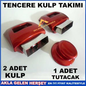 KIRMIZI RENK TENCERE KULP TAKIMI KAPAK TUTACAĞI