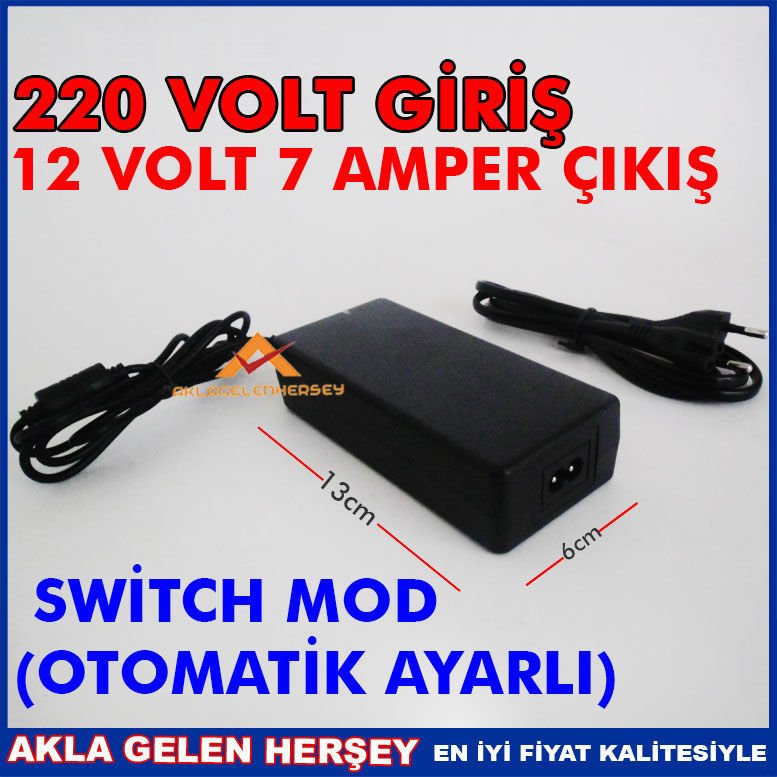 12 VOLT 7 AMPER AC-DC SWİTCH MODLU ADAPTÖR