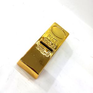 Krom Kaplama Gold Külçe Altın Görünümlü Gold Yeni Dizayn Kumbara 15x4 cm