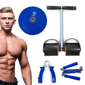 4 Parça Spor Egzersiz Aleti Seti Twister Disk,Pedallı Ayak Yayı,El Bilek Yayı,Atlama İpi Evde Spor