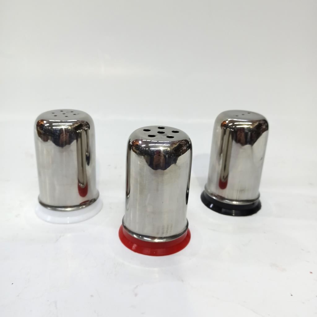 Paslanmaz Çelik Tuzluk Pulbiberlik Karabiberlik Seti 8cm x 4 cm