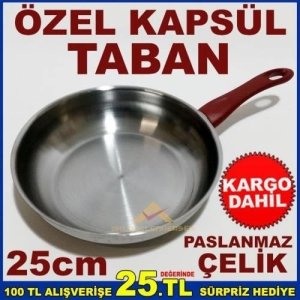 25cm ÇELİK TAVA İNDÜKSİYON ÇELİK KAPSÜL TABANLI TEK SAPLI ÇELİK K