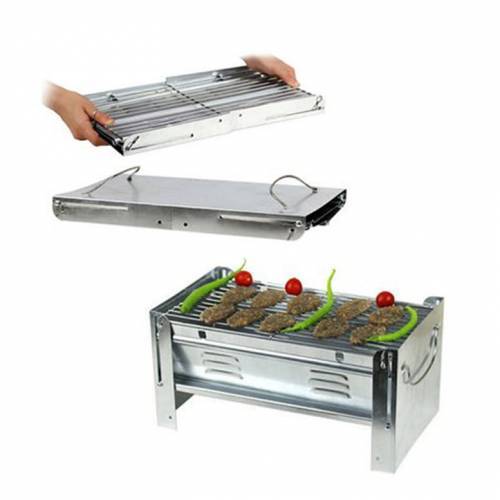 Katlanabilir Pratik Piknik Mangalı 430 Krom Çelik Izgara Barbekü Yer Kaplamaz 1.Kalite Mangal