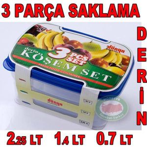 3 pcs DERİN KÖŞEM SAKLAMA SET MİKRODALGA UYUMLU