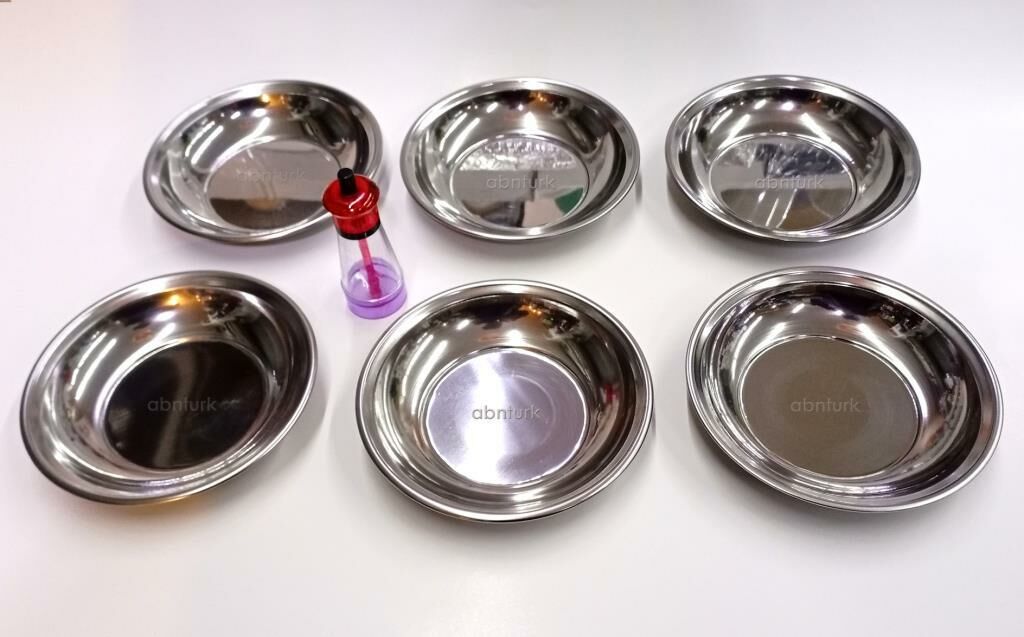 Sihirli Tuzluk Hediye 6 adet 18cm Paslanmaz Çelik Çukur Yemek Tabağı DublePorsyon Garanti Metal abak