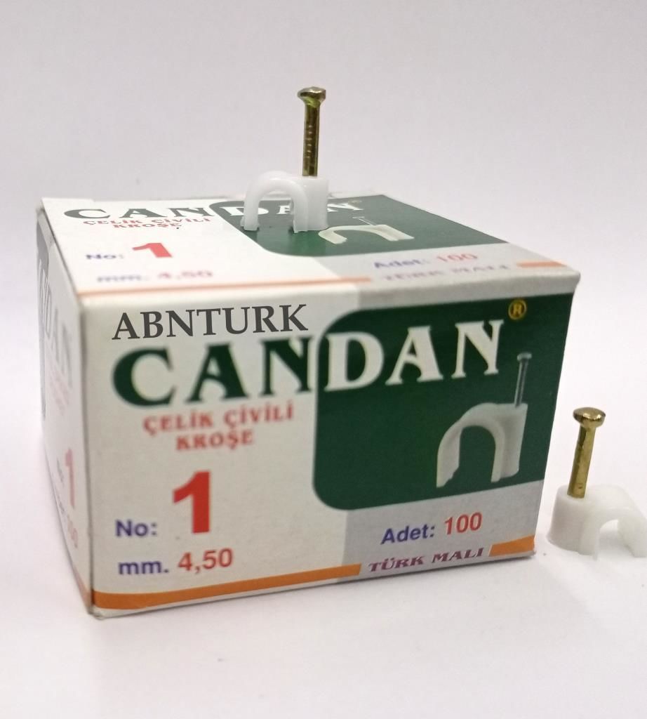 100 adet Paslanmaz Çelik Beton Çivili 1 No 4.5mm Kroşe En Sağlıklı Sağlam Kablo Montajı Özel Üretim