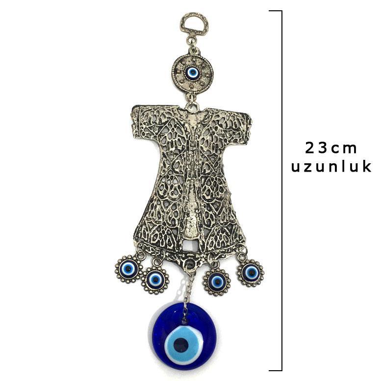 Dekoratif Metal İşlemeli Nazar Boncuklu Askılı Kaftan Duvar Süsü