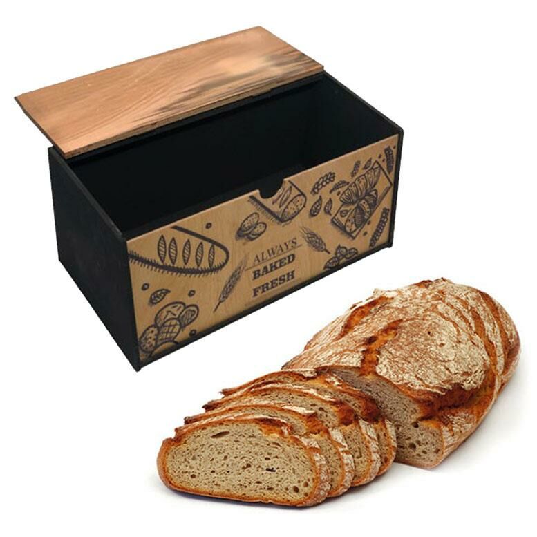 Kapaklı Ahşap Ekmek Kutusu Natural Zararsız Ekmek Dolabı Ekmeklik Tahta Baked Fresh