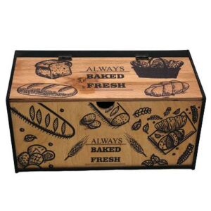Kapaklı Ahşap Ekmek Kutusu Natural Zararsız Ekmek Dolabı Ekmeklik Tahta Baked Fresh