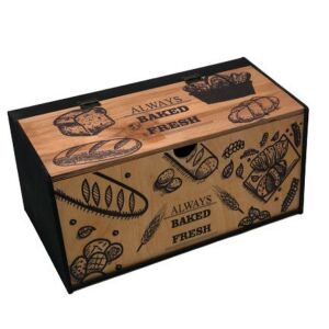 Kapaklı Ahşap Ekmek Kutusu Natural Zararsız Ekmek Dolabı Ekmeklik Tahta Baked Fresh