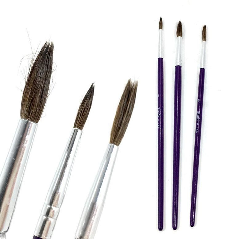 Gerçek Kıldan 3'lü Çok Amaçlı Öğrenci Resim Yapma Fırça Seti Resim Boyama Fırça Takımı