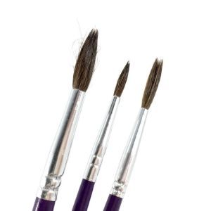 Gerçek Kıldan 3'lü Çok Amaçlı Öğrenci Resim Yapma Fırça Seti Resim Boyama Fırça Takımı
