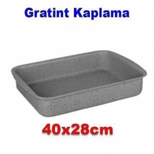 Granit Kaplama Fırın Tepsisi 40x28cm Ebatında Köşeli Tepsi Yanmaz-Yapışmaz Pişirme Tepsisi