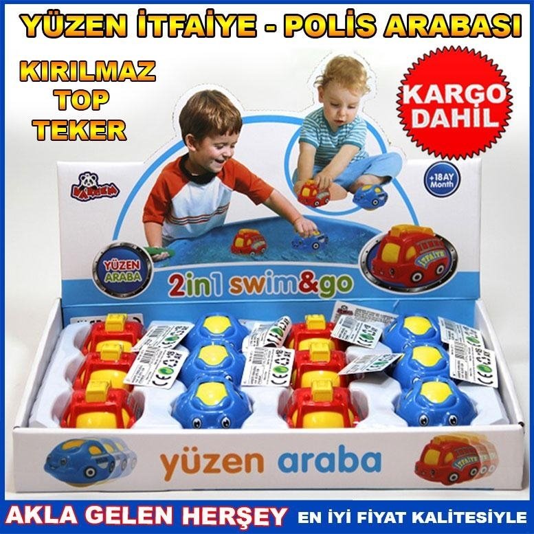 Ücretsiz Kargo KIRILMAZ YÜZEBİLEN TOP TEKER İTFAİYE-POLİS ARABA