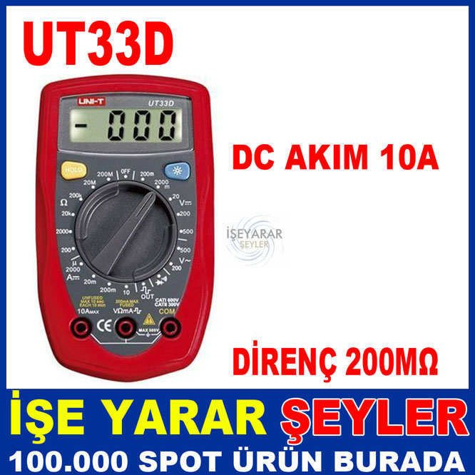 UT33D AVOMETRE MULTIMETRE VOLTAJ AKIM ÖLÇÜ ALETİ