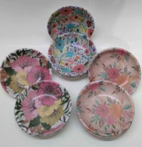 Melamin Çay Tabağı Dekoratif Desenli 6 Adet D-2