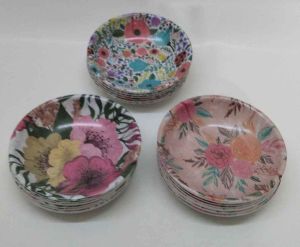 Melamin Çay Tabağı Dekoratif Desenli 6 Adet D-2