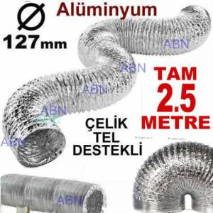 Aspiratör,Davlumbaz 2.5mt Alüminyum Flexi Boru Çelik Tel Destekli