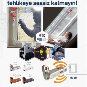 Kapı ve Pencere İçin Alarmlı Metal Çocuk ve Güvenlik Kilidi İnox 110 db ses  1. Kalite Çelik Gövde