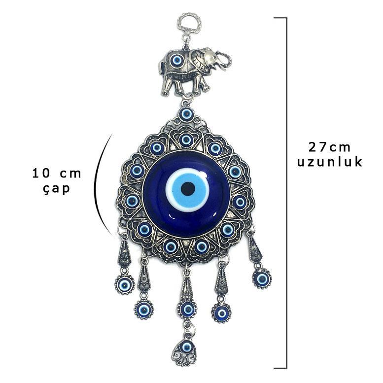 Dekoratif Metal İşlemeli Askılı Büyük Boy Nazar Boncuğu Süsü 27cm