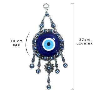 Dekoratif Metal İşlemeli Askılı Büyük Boy Nazar Boncuğu Süsü 27cm