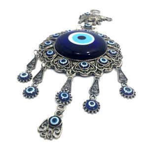 Dekoratif Metal İşlemeli Askılı Büyük Boy Nazar Boncuğu Süsü 27cm